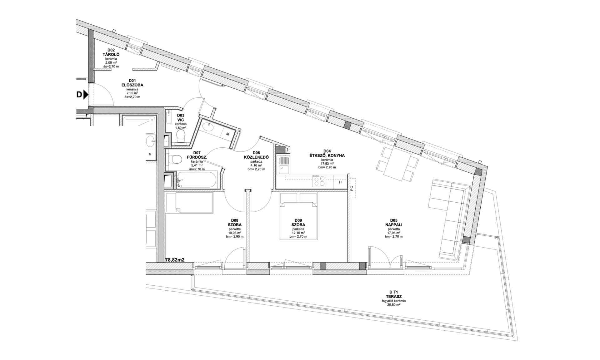 D lakás alaprajz